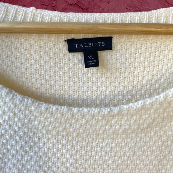 SOLD on Depop - Talbots Wool Crew Sweater Ribbon Bow Bell Sleeve Ivory White XL - Picture 3 of 15